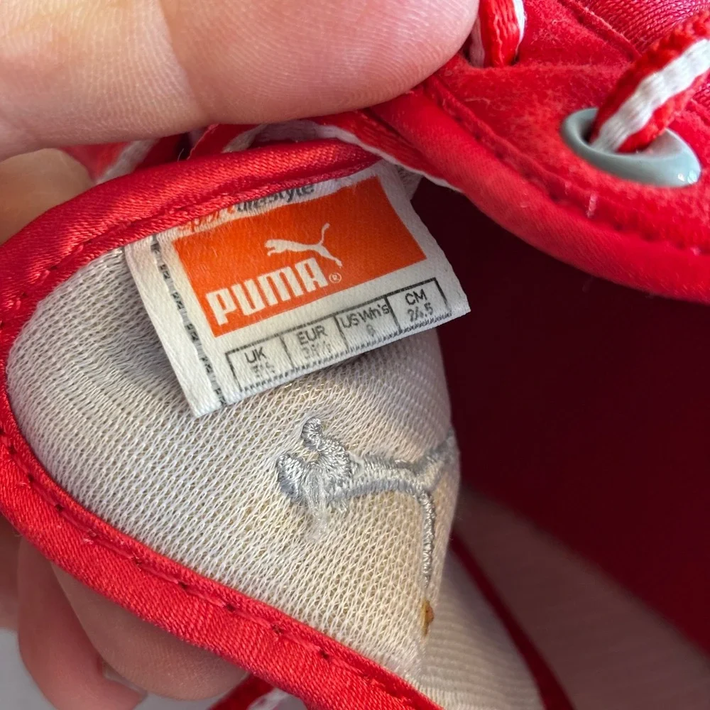 Puma Fitness Women Red Silver Low Top Athletic Sneakers Shoes Size 8 Lace Up